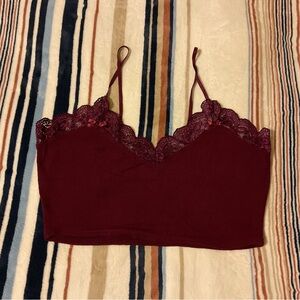 Burgundy Lace Trim Cami Top